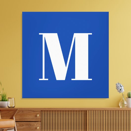 Deep Blue Initial Letter Monogram Modern Stilvoll Leinwanddruck (Insitu (Wohnzimmer))