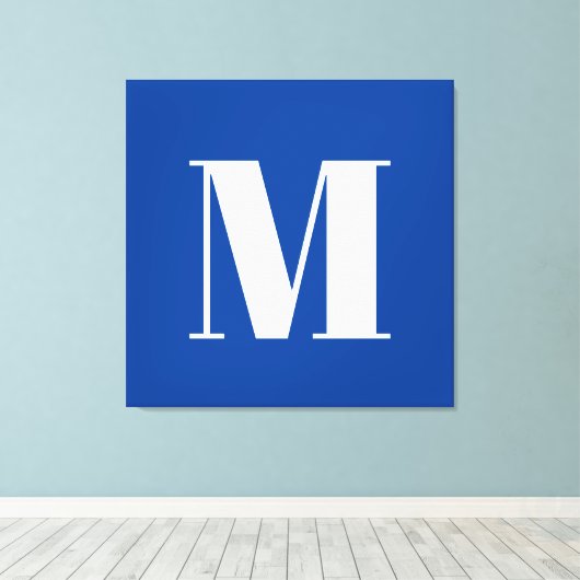 Deep Blue Initial Letter Monogram Modern Stilvoll Leinwanddruck (Insitu (Holzboden))