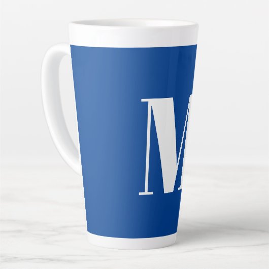 Deep Blue Initial Letter Monogram Modern Stilvoll Milchtasse (Linke Ecke)