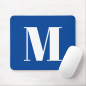 Deep Blue Initial Letter Monogram Modern Stilvoll Mousepad (Mit Mouse)