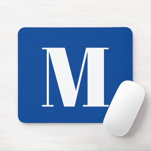 Deep Blue Initial Letter Monogram Modern Stilvoll Mousepad (Mit Mouse)