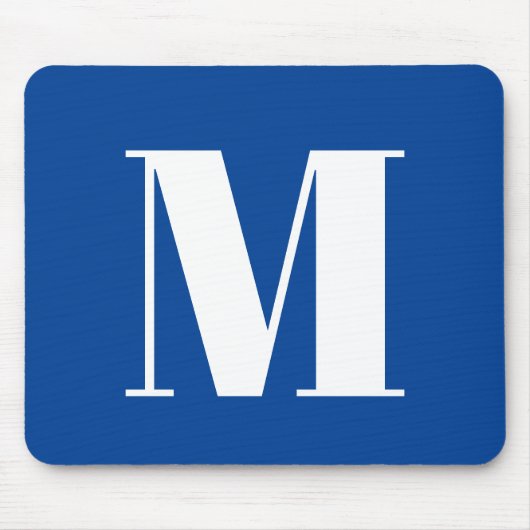Deep Blue Initial Letter Monogram Modern Stilvoll Mousepad (Vorne)