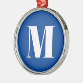 Deep Blue Initial Letter Monogram Modern Stilvoll Ornament Aus Metall (Links)
