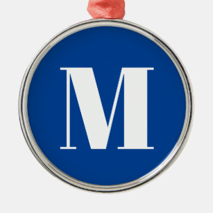 Deep Blue Initial Letter Monogram Modern Stilvoll Ornament Aus Metall