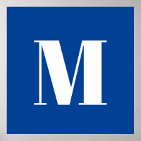 Deep Blue Initial Letter Monogram Modern Stilvoll