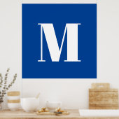 Deep Blue Initial Letter Monogram Modern Stilvoll Poster (Küche)