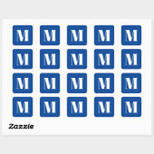Deep Blue Initial Letter Monogram Modern Stilvoll Quadratischer Aufkleber (Blatt)