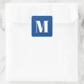 Deep Blue Initial Letter Monogram Modern Stilvoll Quadratischer Aufkleber (Tasche)
