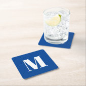 Deep Blue Initial Letter Monogram Modern Stilvoll Rechteckiger Pappuntersetzer (Vor Ort)