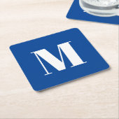 Deep Blue Initial Letter Monogram Modern Stilvoll Rechteckiger Pappuntersetzer (angewinkelt)