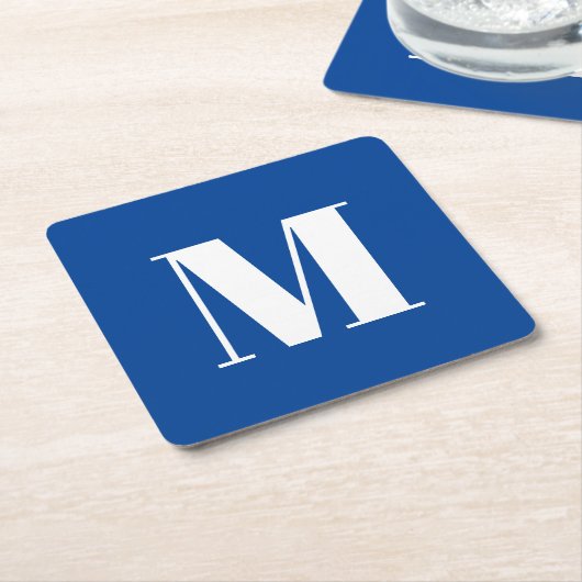 Deep Blue Initial Letter Monogram Modern Stilvoll Rechteckiger Pappuntersetzer (angewinkelt)