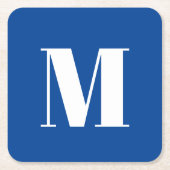 Deep Blue Initial Letter Monogram Modern Stilvoll Rechteckiger Pappuntersetzer (Vorderseite)