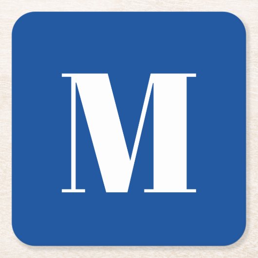 Deep Blue Initial Letter Monogram Modern Stilvoll Rechteckiger Pappuntersetzer (Vorderseite)