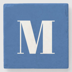 Deep Blue Initial Letter Monogram Modern Stilvoll Steinuntersetzer