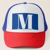 Deep Blue Initial Letter Monogram Modern Stilvoll Truckerkappe (Vorderseite)