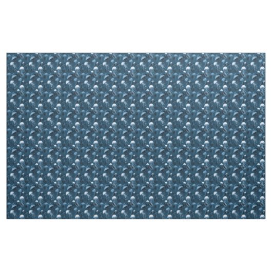 Deep Blue Jellyfish Fabric Stoff (Yard (91,4 cm))
