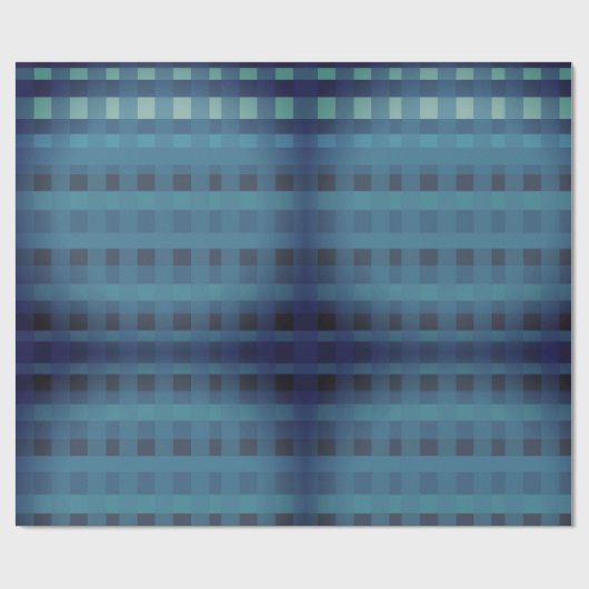 Deep Blue Kariert, Gingham Pattern Wrapping Paper Geschenkpapier (Flach)