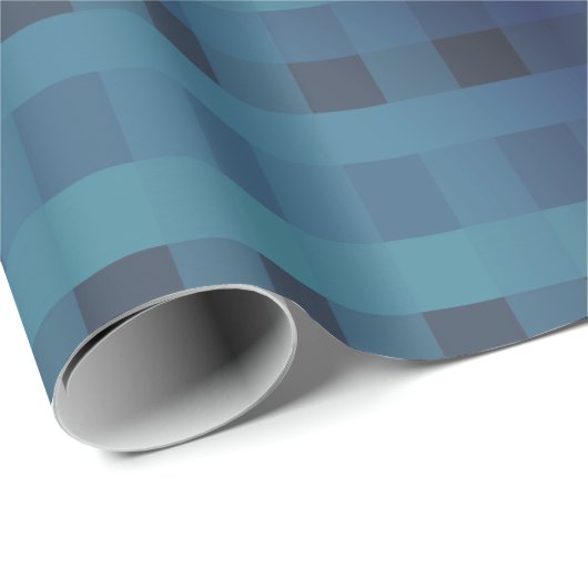 Deep Blue Kariert, Gingham Pattern Wrapping Paper Geschenkpapier (Rolleneckpunkt)