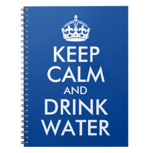 Deep Blue Keep Calm and Drink Water Log Notizblock