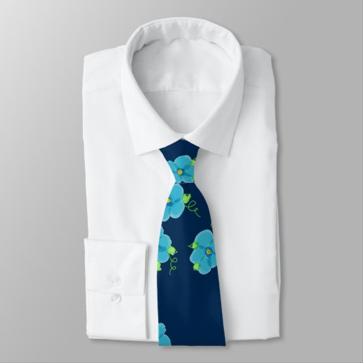 Deep Blue Krawatte mit Blumendesign (Gebunden)