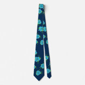 Deep Blue Krawatte mit Blumendesign (Vorderseite)