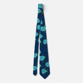 Deep Blue Krawatte mit Blumendesign (Rückseite)