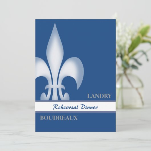 Deep Blue Large Lilie Probe Dinner Einladung (Stehend Vorderseite)