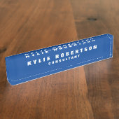 Deep Blue Legible Beruflich Trendy Modern Namensplakette (Seite)