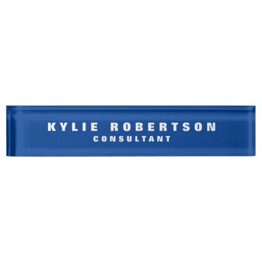 Deep Blue Legible Beruflich Trendy Modern Namensplakette (Vorderseite)