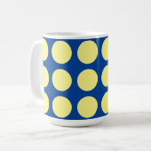 Deep Blue Light Yellow Polka Dots Trendy Kaffeetasse (Vorderseite Links)