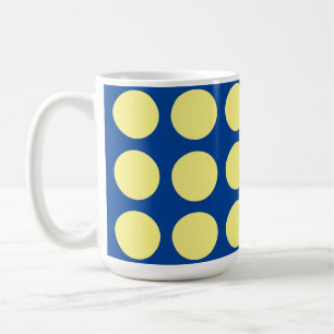 Deep Blue Light Yellow Polka Dots Trendy Kaffeetasse