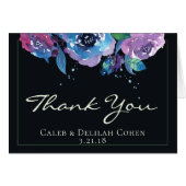 Deep Blue Lila Moody Twilight Floral Wedding (Vorderseite (Horizontal))