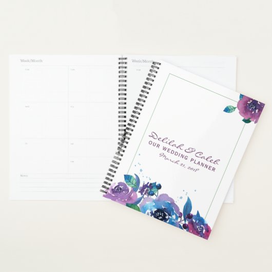 Deep Blue Lila Moody Twilight Floral Wedding Planer (Anzeige)
