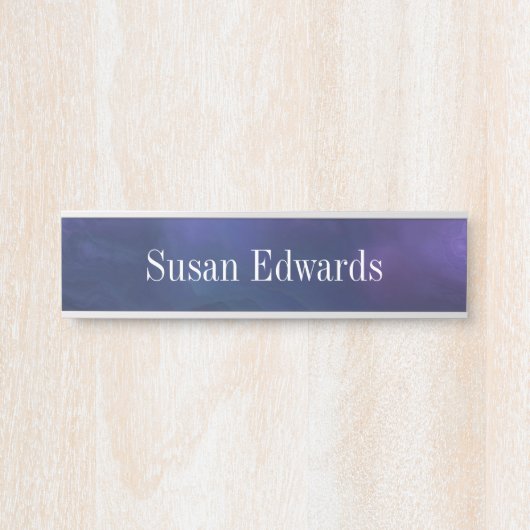 Deep Blue & Lila Name Tellers Schreibtischsignatur Türschild (Vorderseite )