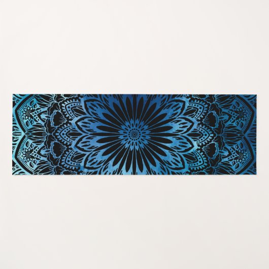 Deep Blue Mandala Yogamatte (Vorderseite (Horizontal))