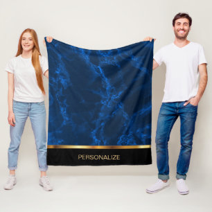 Deep Blue Marmor und Gold Fleecedecke