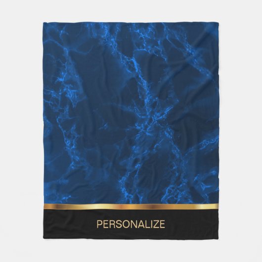 Deep Blue Marmor und Gold Fleecedecke (Vorderseite)