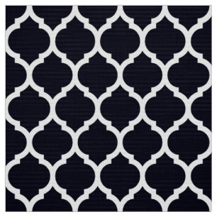 Deep Blue marokkanischer Gitter Quatrefolienmuster Stoff