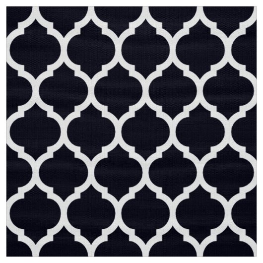 Deep Blue marokkanischer Gitter Quatrefolienmuster Stoff (Muster)