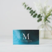 Deep blue Masculine Double Monogram Business Card Visitenkarte (Stehend Vorderseite)