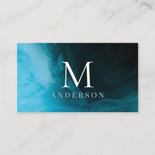 Deep blue Masculine Double Monogram Business Card Visitenkarte (Vorderseite)