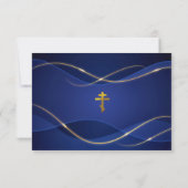Deep Blue Metallic Gold Orthodox Christian Baptism Dankeskarte (Rückseite)