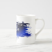 Deep Blue Metallic Paint Stroke Add Name Porzellantasse (Rechts)