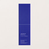 Deep blue minimalist moderne Premium Leinen Visitenkarten (Außenseite Aufgefaltet)