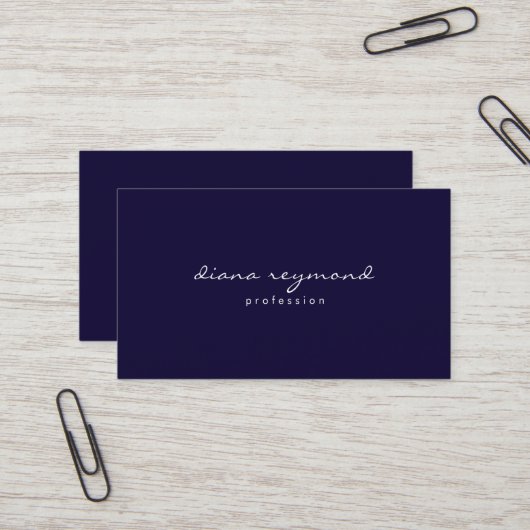Deep Blue Minimalist Professional Visitenkarte (Vorderseite/Rückseite Beispiel)