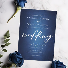 Deep Blue Minimalistisch Typografy Lakeside Weddin Einladung