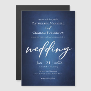 Deep Blue Minimalistisch Typografy Lakeside Weddin Magneteinladung