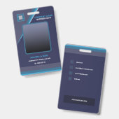 Deep Blue Modern Business ID Abzeichen Ausweis (Vorder- & Rückseite)