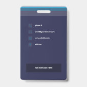 Deep Blue Modern Business ID Abzeichen Ausweis (Rückseite)