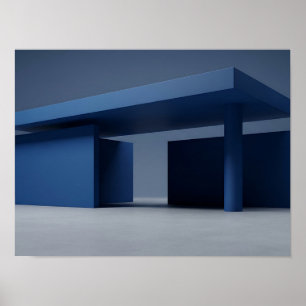 Deep Blue Modernistischer Pavillon Architekturwand Poster